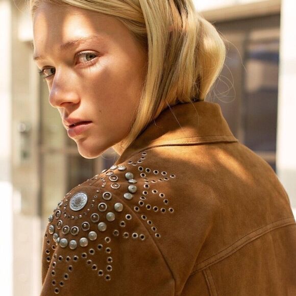 New Free People Studded embellished Jaya Suede Shirt Jacket - Picture 4 of 4